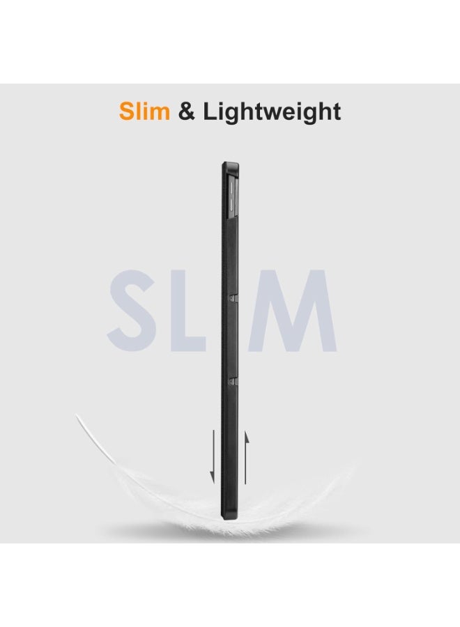 حافظة  لجهاز Lenovo Tab P12 مقاس 12.7 بوصة TB370FU 2023، حافظة قابلة للطي فائقة النحافة مزودة بوظيفة السكون/الاستيقاظ التلقائي ووظيفة الحامل وحامل قلم مدمج، أسود - Image 3